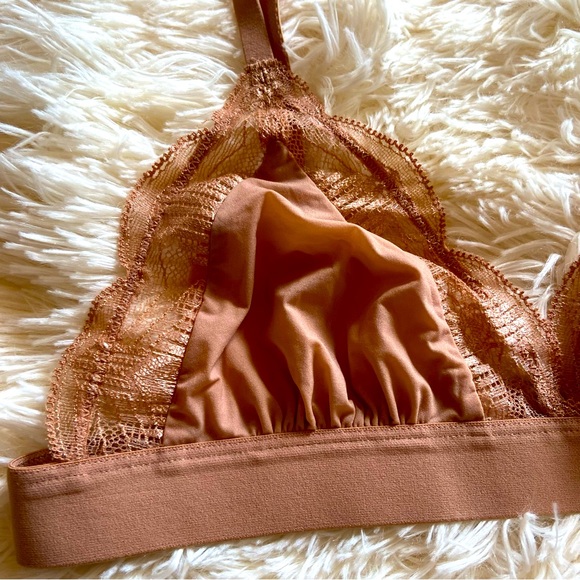 Understance 2 Bra Bundle Lace Triangle Bralettes Crème and Cafe’ au lait Size M - Picture 3 of 12